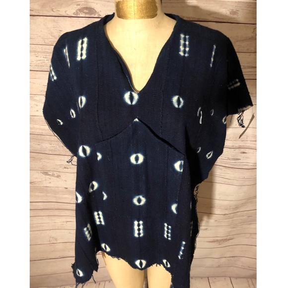 Urban Renewal dark denim tribal print open poncho - Picture 1 of 5